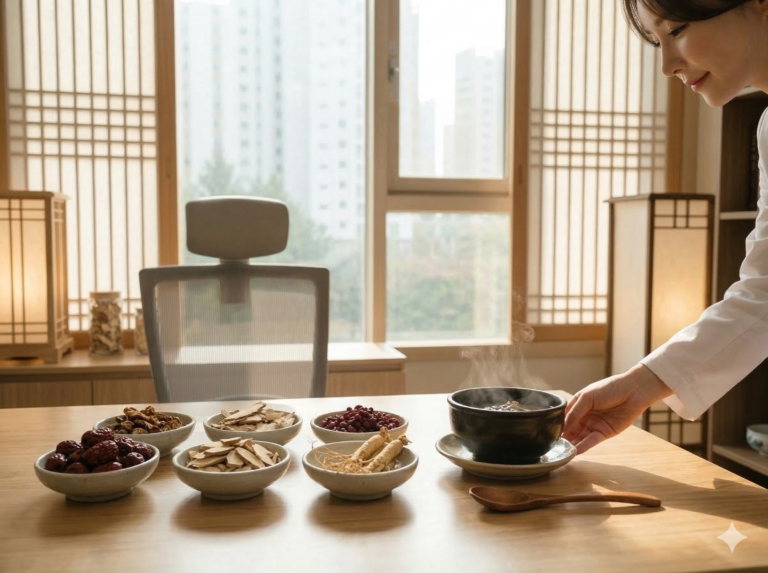공황장애 신경기전에서 자율신경 안정과 관련된 한약 약재 구성 장면