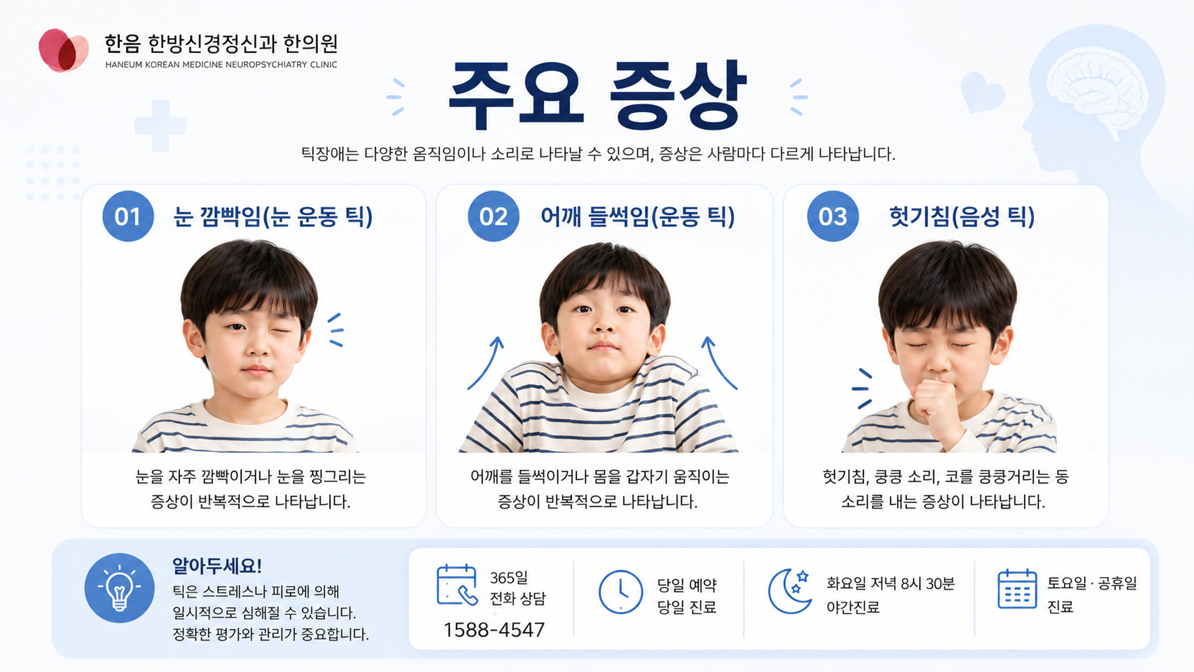 평촌 틱장애 주요 증상 이미지