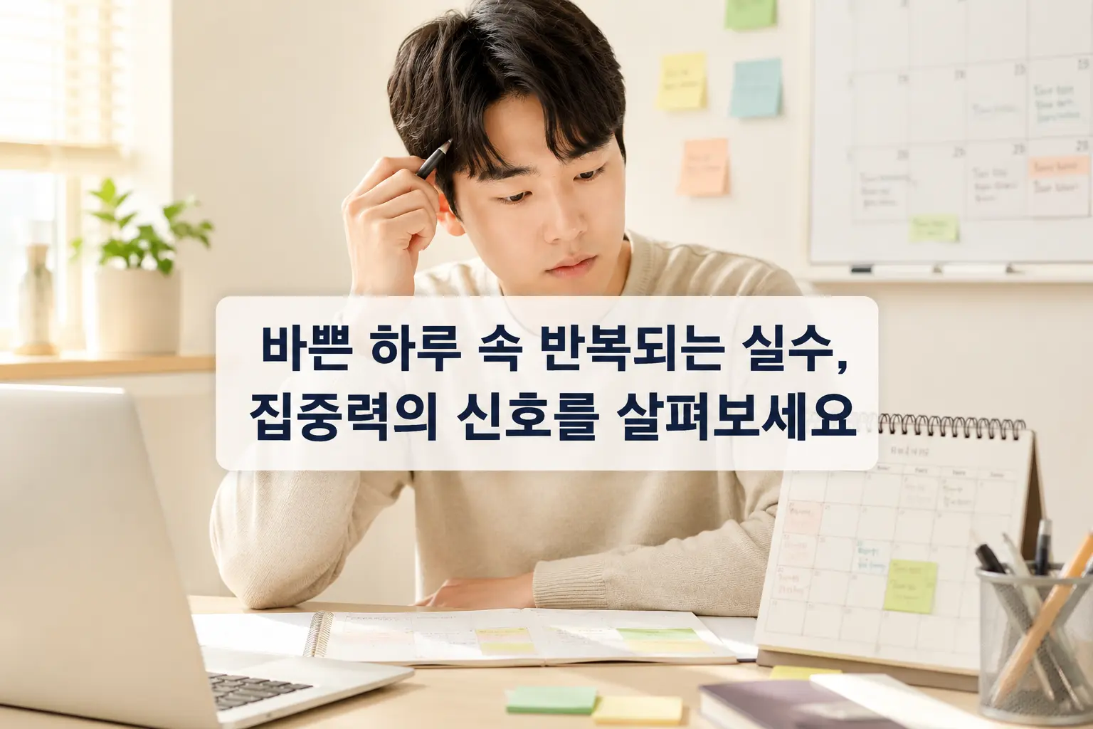 업무 집중과 일정 관리의 어려움을 살펴보는 한국인 성인 ADHD 이미지