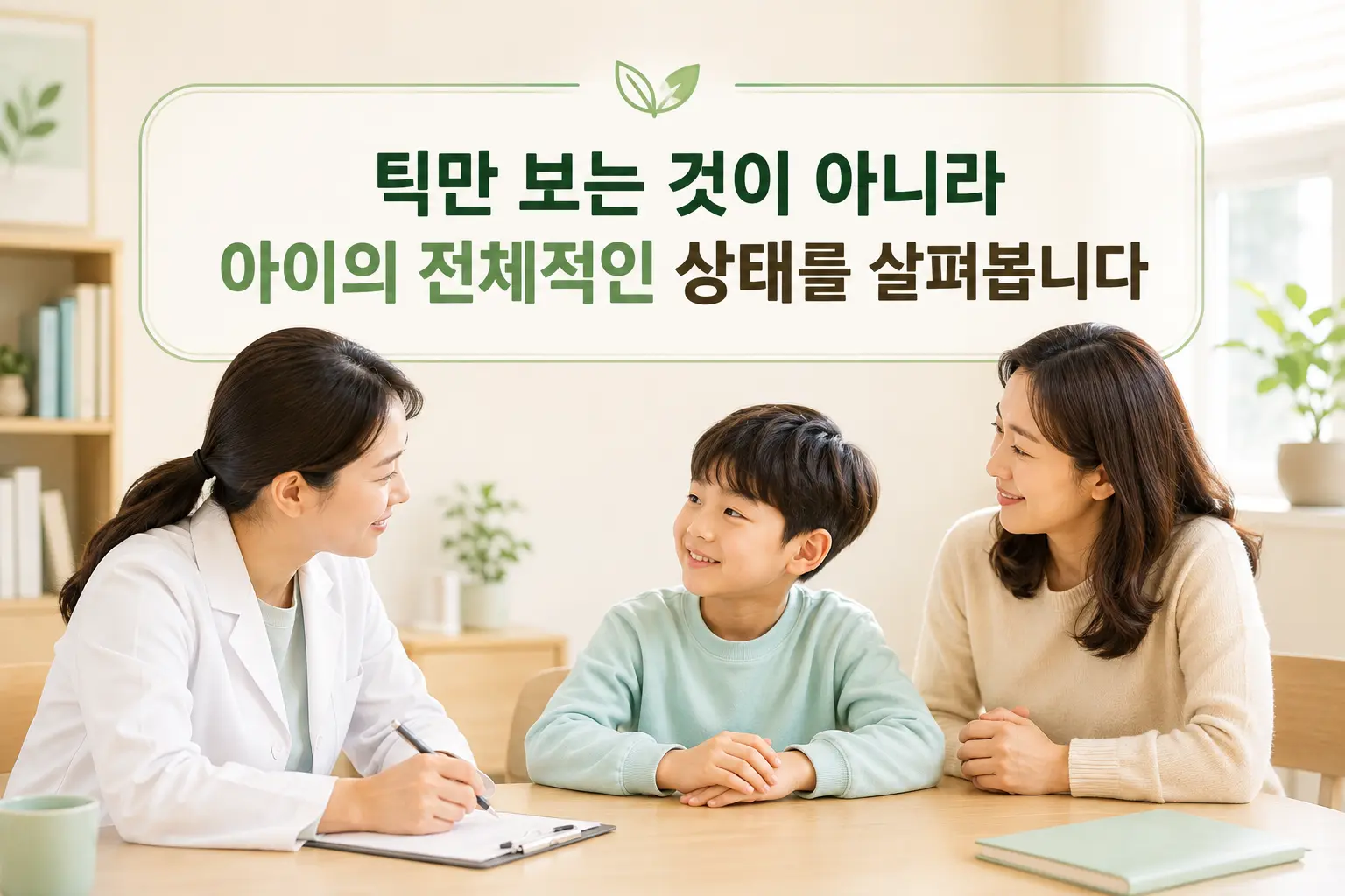 부천 틱장애 한의학적 접근으로 아이의 상태를 살펴보는 모습