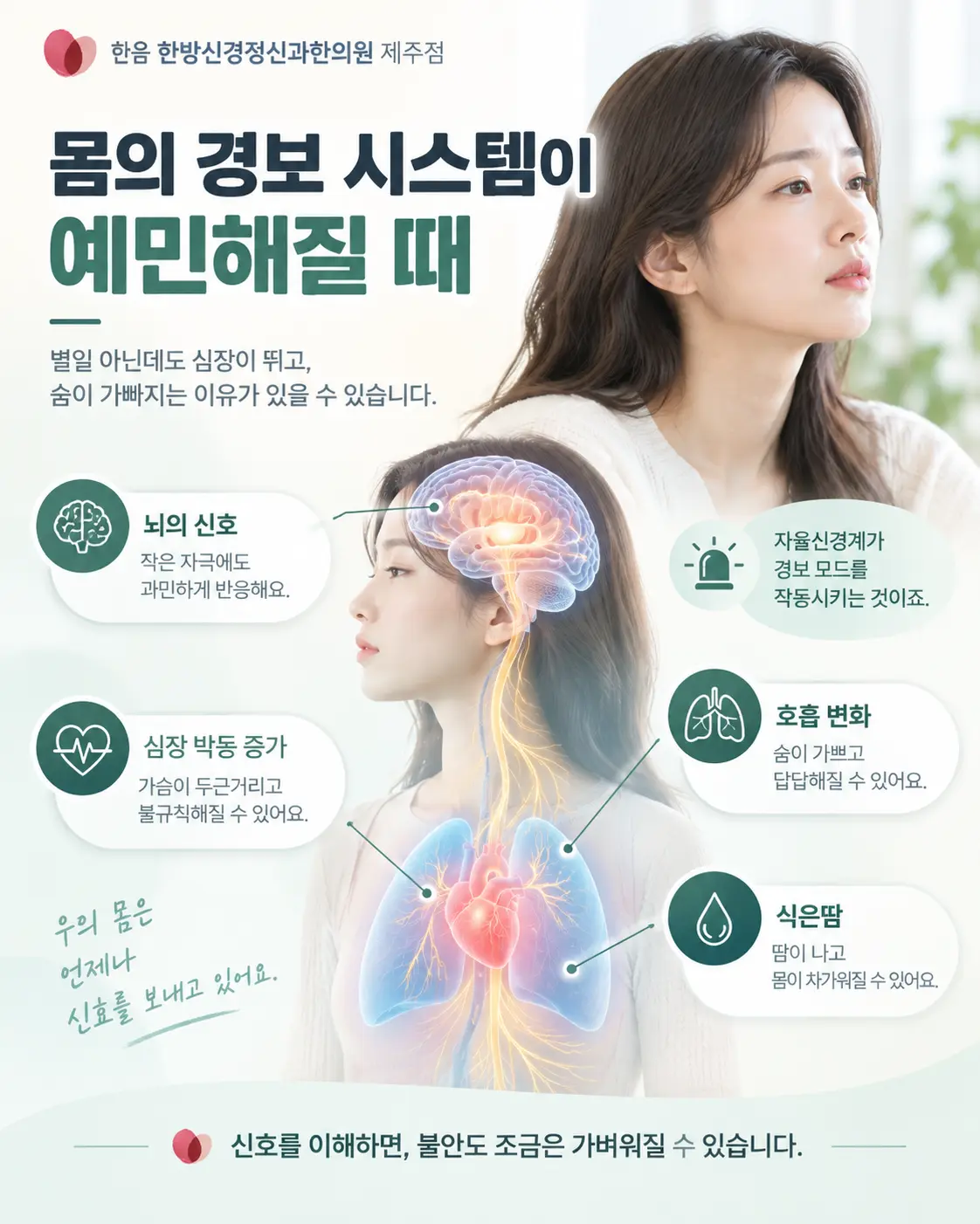 공황장애와 관련된 자율신경계 신체 경보 반응 인포그래픽