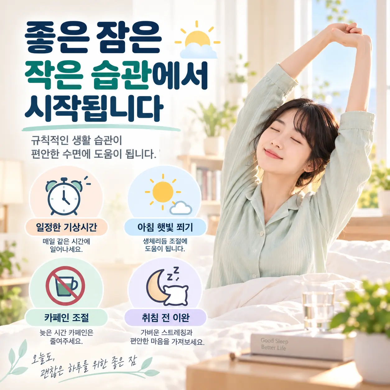 불면증 생활관리를 위한 규칙적인 기상과 수면 습관 개선