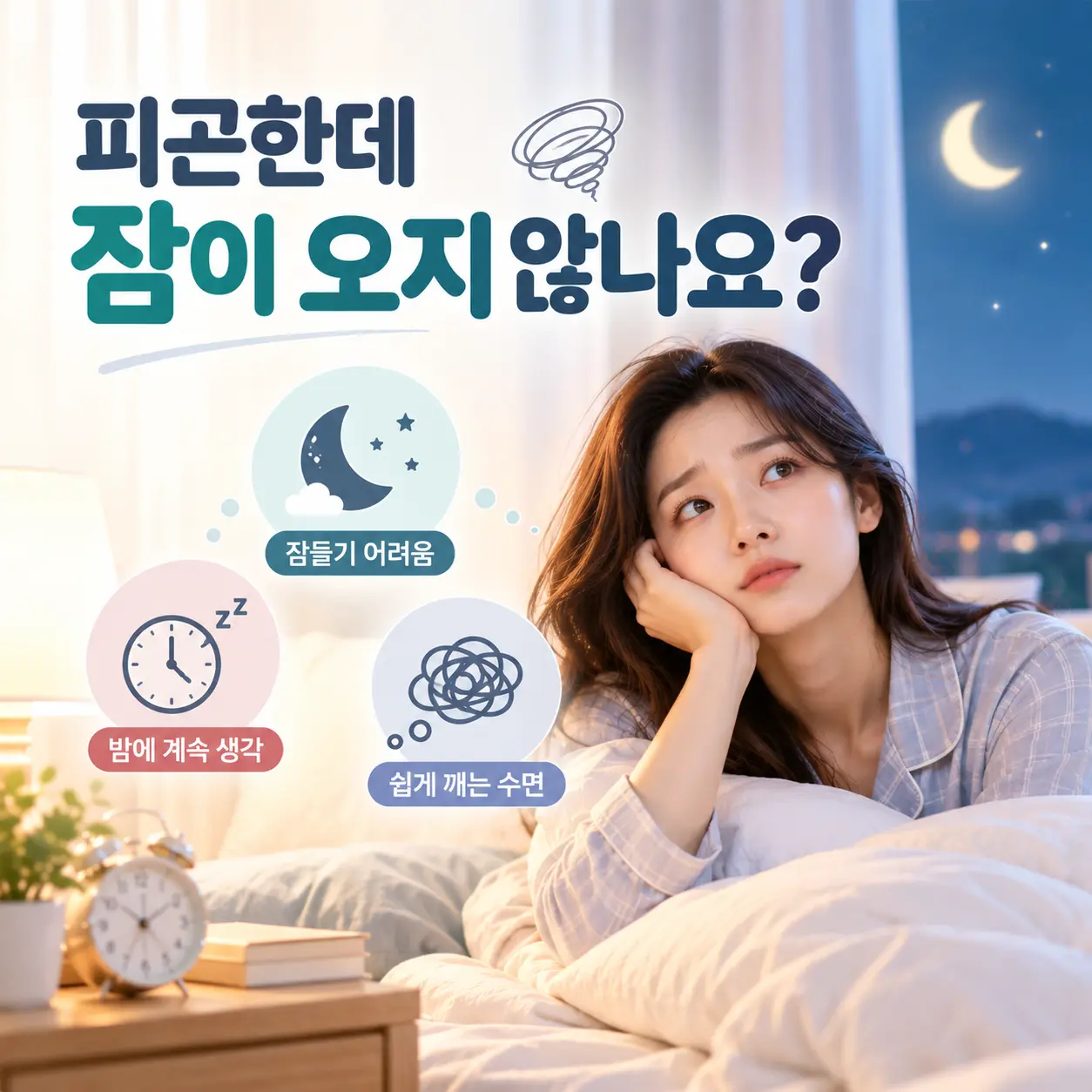 제주 불면증으로 피곤하지만 잠들기 어려운 여성